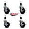 Service Caster 4'' Soft Rubber Swivel 1-1/2'' Expanding Stem Caster Set with Brake, 4PK SCC-EX20S414-SRS-TLB-112-4 - alternate 4
